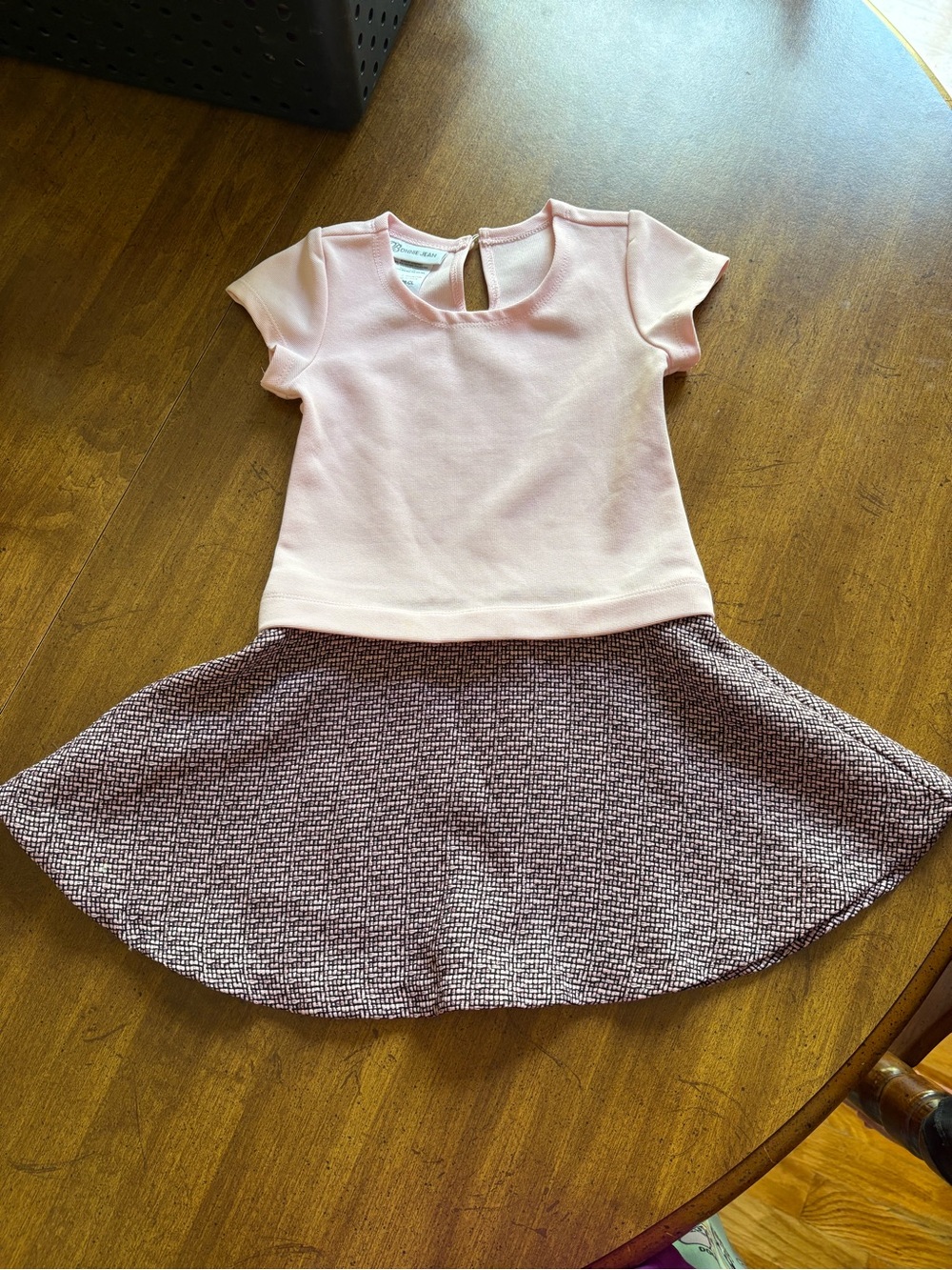 Bonnie Jean Pink Top with Mauve Textured Skirt